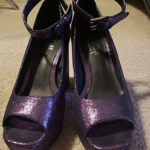 Purple Glitter Peep Toe Platform